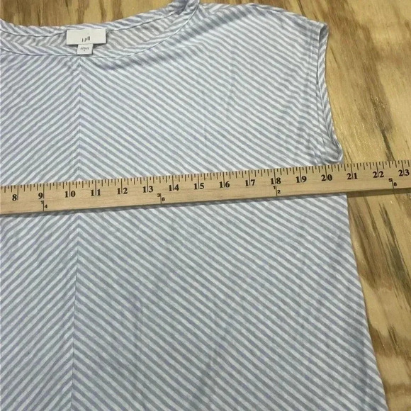 J. Jill Top Shirt Womens Size Large Blue Linen Blend Striped Beachy Nautical - Picture 7 of 9